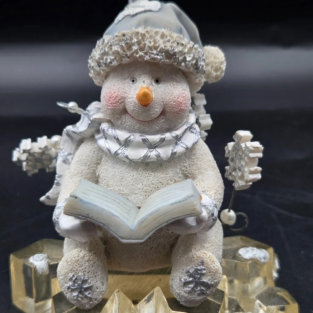 Snowman  Reading a Book on Ice Tea light Lamp Christmas Holiday‎ Decor 9.5